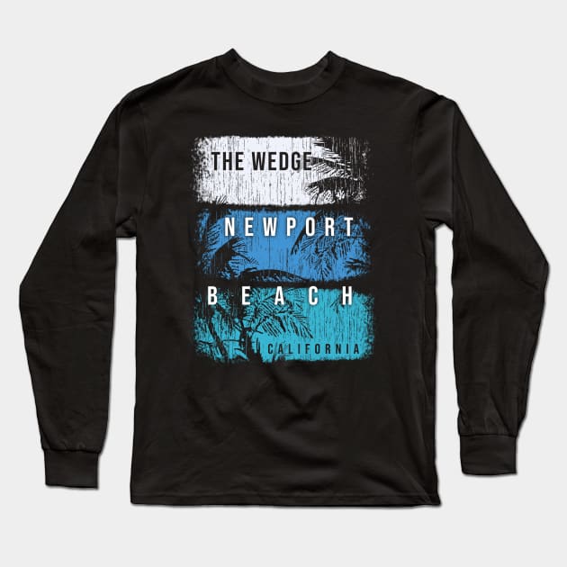 The Wedge Newport Beach California Brush Strokes and Palms Long Sleeve T-Shirt by PacPrintwear8